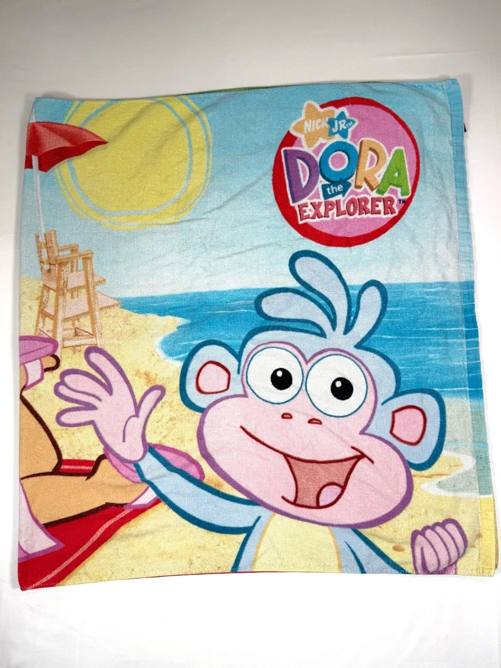 VINTAGE NICKELODEON Dora The Explorer Boots Beach Towel 2007 Nick Jr Pool Bath